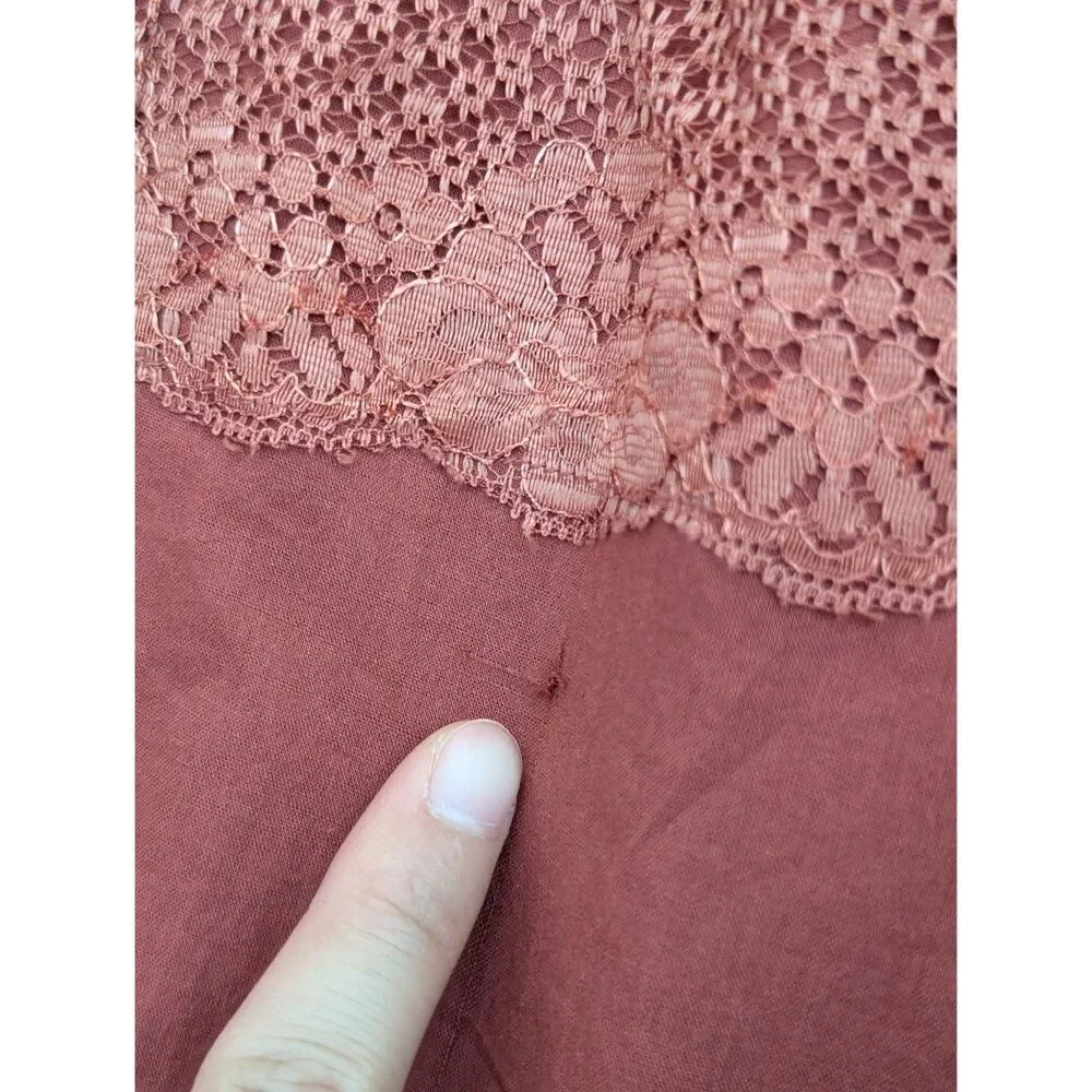 Y2K Vintage Rampage Rust Boho Lace Tiered Cotton Midi Skirt Sz M Made in India